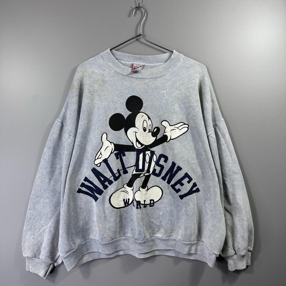 Vintage Disney Designs Mickey Sweatshirt Womens One Size Blue Disney World
